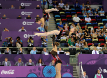 Akrobatika gimnastikası üzrə qadınlar arasında çoxnövçülük yarışlarının final mərhələsi. Bakı, Azərbaycan, 19 iyun 2015